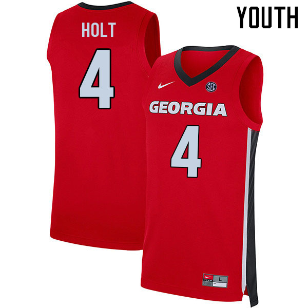 Youth #4 Jusaun Holt Georgia Bulldogs College Basketball Jerseys Sale-Red - Click Image to Close
